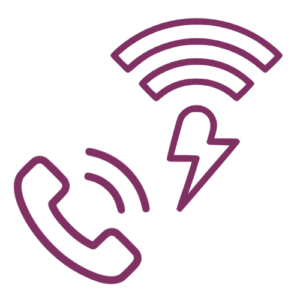 Grafiken eines Telefons und Stromverbindung