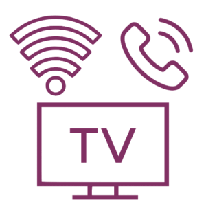 Grafiken eines Telefons, Internetverbindung und Fernseher