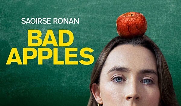 Buchcover von Bad Apples mit einer Frau und einem Apfel auf dem Kopf.